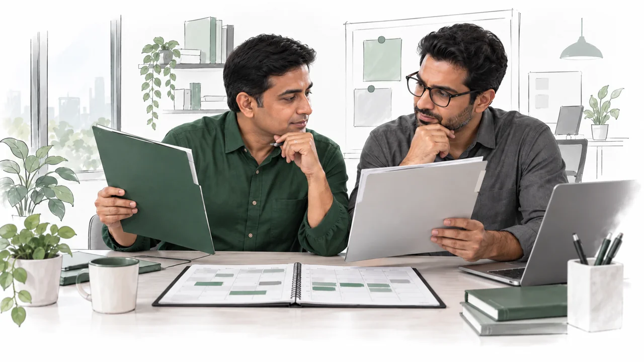 A manager and colleague compare two requests against the team’s available capacity.